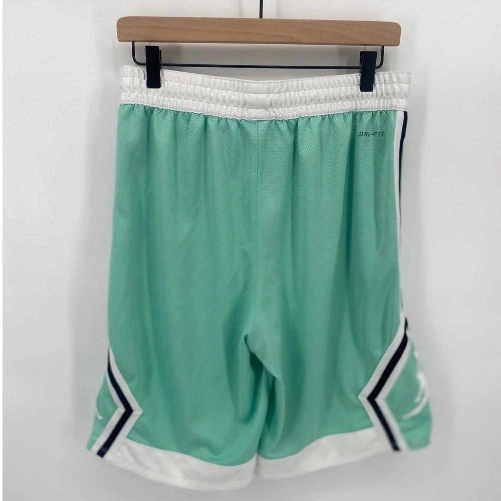Jordan Basketball Shorts Large Mint Green Excellent Dri-FIT Mesh Striped Mens